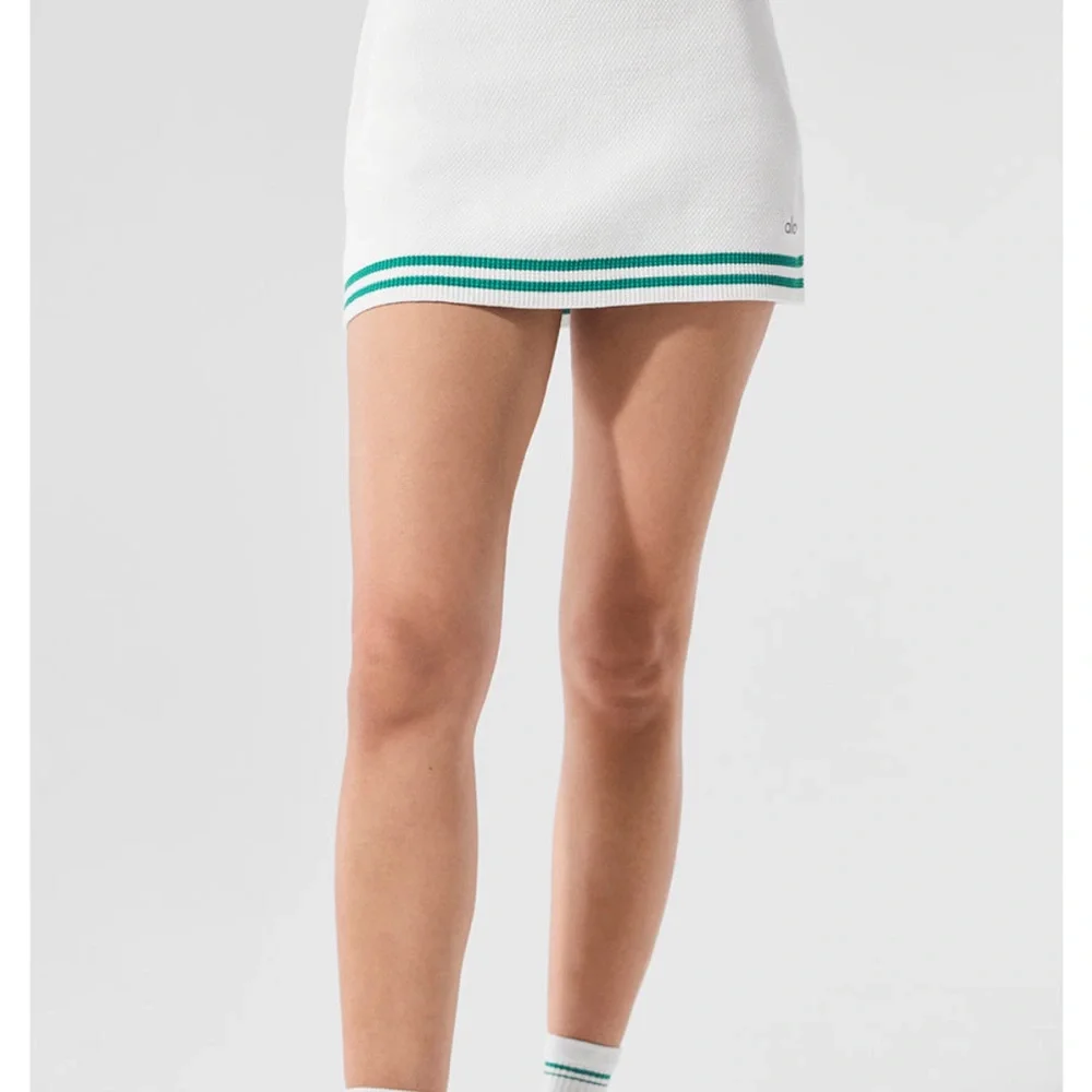 ALO Yoga White Mini Skirt with Green Accents